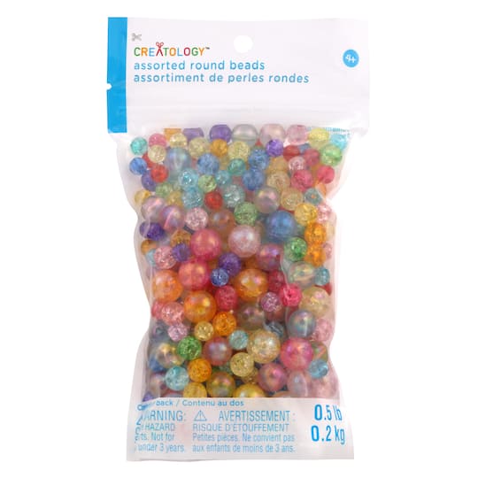 1/2lb. Crackle Mix Round Beads by Creatology&#x2122;
